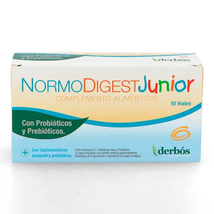 Derbós Derbos Normodigest Junior 10Viales - Complemento Alimenticio Líquido con Vitamina C, Minerales, Fructooligosacáridos, Topinambur, Probióticos y Azúcares - Salud de la Mujer - 1