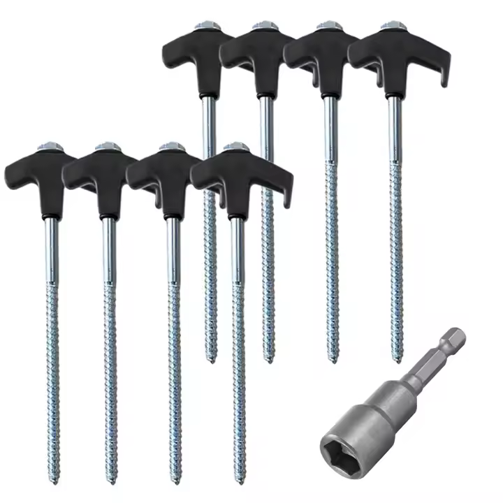 8Pcs Palos De Tenda De Acero Con Hexágono Y Agujeros Para Camping Resistentes Y De Gran Calidad Palos De Tenda De Herramientas Para Campamento - 1