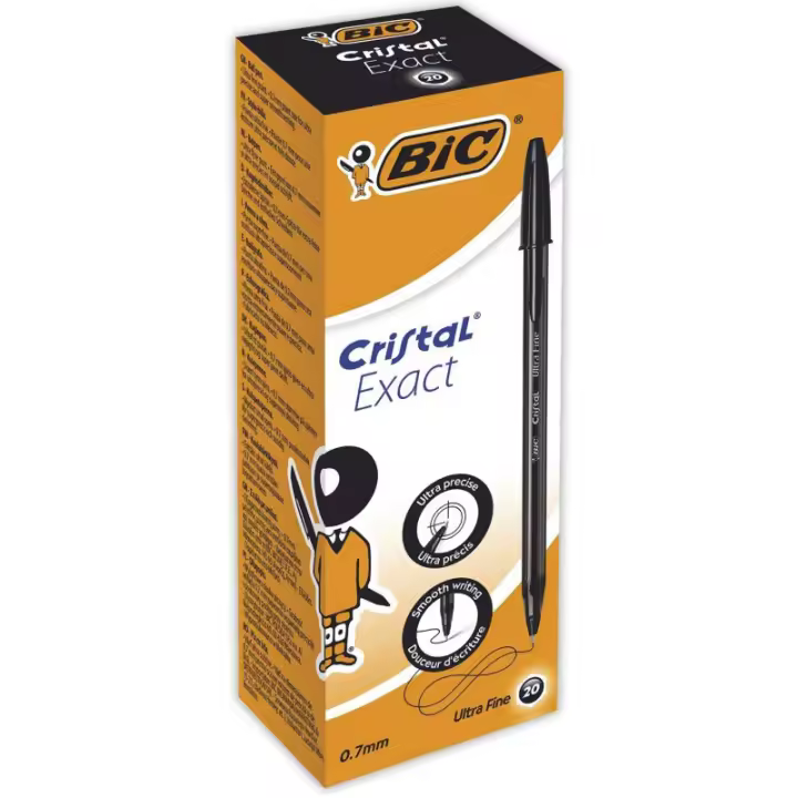 BIC Cristal Exact Bolígrafo Punta Fina 0,7mm Negro (Caja de 20 Uds.) - 1