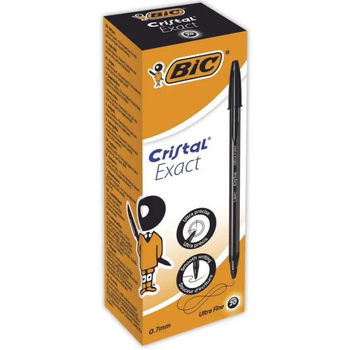 BIC Cristal Exact Bolígrafo Punta Fina 0,7mm Negro (Caja de 20 Uds.) - 1