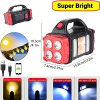 Luz LED solar para acampar, batería recargable de 1500 mAh, foco brillante para senderismo y viajes al aire libre, equipo de senderismo, linterna - details 10