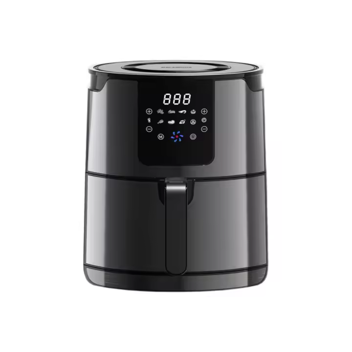 Freidora sin Aceite 4L - freidora de aire caliente con 1400W - Freidora de aire negra, Carcasa Con Acero Inoxidable, - 8 Modos air fryer - pantalla LED táctil - cesta antiadherente, temporizador, Inox, Just Perfecto - 1