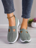 Zapatillas De Mujer En Color Sólido Transpirables Zapatillas Casuales De Verano De Bajo Térmico Tejidas Zapatos Casuales Para Mamá - details 20