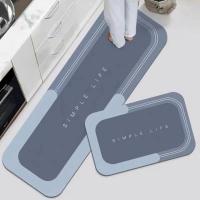 2pc Alfombras De Piso De Velours Cristal Absorbentes Antideslizantes Para Cocina Alfombras De Suelo Fáciles De Cuidar Y Limpieza - details 3