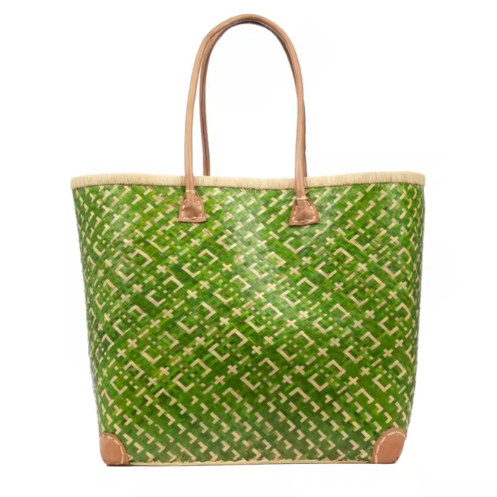 IRIA QUINTANA Arda bolso de hombro mujer. Fabricado en paja con asas de cuero. 32x20x35cm - 1