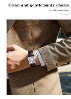 Reloj Deportivo Casual SANDA 1108 Para Hombres Y Mujeres Resistente Al Agua Y Al Desgaste Con Dial Cuadrado De Cuero Legítimo Reloj De Cuarzo De Lujo Para Parejas - details 12