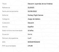 Descent Leyendas de las tinieblas Fantasy flight Games - details 0