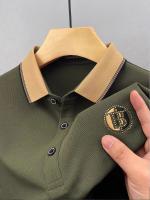 Camisa Polo De Verano Para Hombre Con Encaje Y Manga Corta De Seda Helada Transpirable Moda Casual Brecha De Negocios - details 15