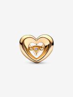 Pandora - Charm de corazón radiante y Piedra-Baño de Oro de 14K - details 0