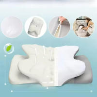 Almohada Orthopédica Pulatree Para Lado Espalda Y Estómago En Espuma De Memoria Antideslizante Contorno Cervical Para El Cuello Odorífera Y Libre De Olor - details 4
