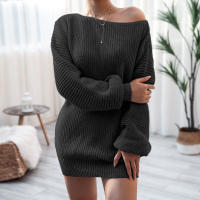 Vestido De Lana Gruesa Para Mujer Estilo Casual Cuello Abierto Manga Larga Color Sólido Diseño Suelto Mini Vestido De Otoño Invierno - details 18