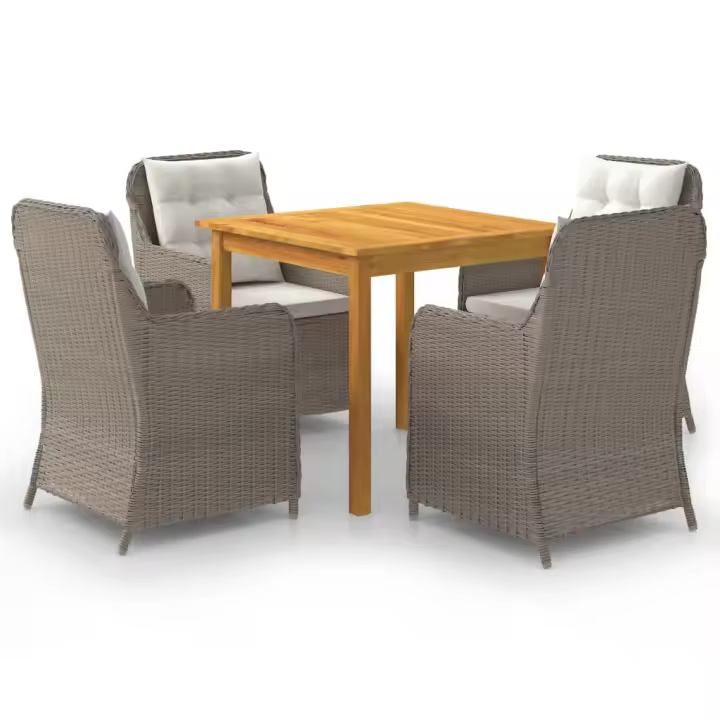 vidaXL Juego de comedor para jardín 5 piezas marrón - 1