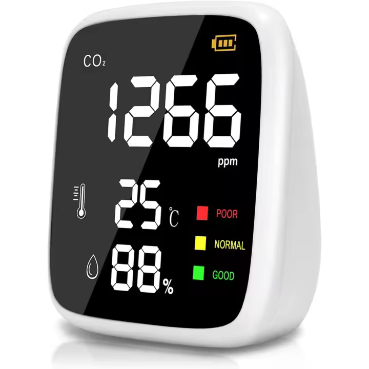 Detector de CO2, sensor de CO2 para el hogar de 400 a 5000 ppm, medidor detector de CO2 3 en 1, monitor de calidad del Aire con función de autocalibración para Restaurante de hotel de Oficina - 1