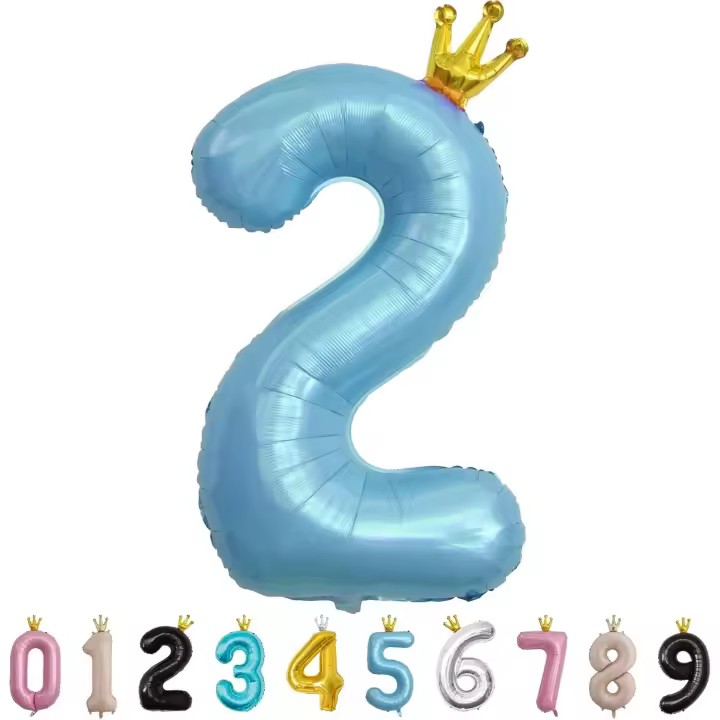 Ballon 2 Ans Anniversaire,Foil Ballons Chiffre 2 Bleu, Numéro 0/1/2/3/4/5/6/7/8/9 Ballon Geant pour Decoration Anniversaires Fête,Ballon Réutilisable de Qualité Supérieure - 1