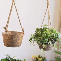 Cuerda de yute colgante maceta-plegable seagrass macrame cesta-para plantas suculentas, decoración interior al aire libre - details 1