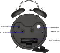 Reloj De Alarma De Bola Doblemente Con Silbato De 4 Pulgadas Marco De Metal Pantalla 3D Con Luz Trasera Operado Por Batería Para Escritorio En Casa Y Oficina - details 5