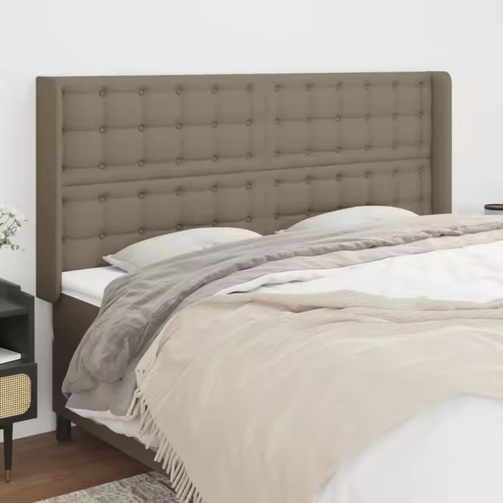 vidaXL Cabecero con orejas de tela gris taupe 183x16x118/128 cm - 1