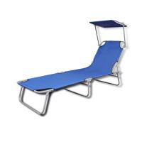 vidaXL Tumbona plegable con capota acero y tela Gris, Taupé, Azul Sillas de Exterior Ideal para jardín, playa, piscina, terraza Tumbona Piscina Tumbonas Playa Tumbonas Jardín Exterior - details 3