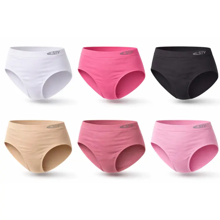 Pack 6 Bragas Mujer Sin Costuras Invisibles · Ropa Interior Microfibra Tallas Grandes STV · Lencería Seamless Corte Láser - 1