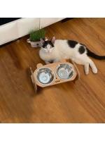 Tazas De Alimentación Elevadas Para Perros Y Gatos Con Soporte Ajustable De Madera Alimentador De Rabo Para Pequeños Y Medianos Animales De Compaña - details 5