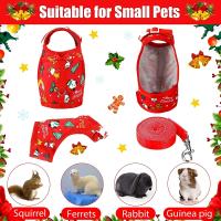 Set De Correa Y Arnés Para Pequeños Animales De Peluche Resistente Al Escape Disfraz De Navidad Rojo/Gris Para Hamster Rata Y Conejo - details 7