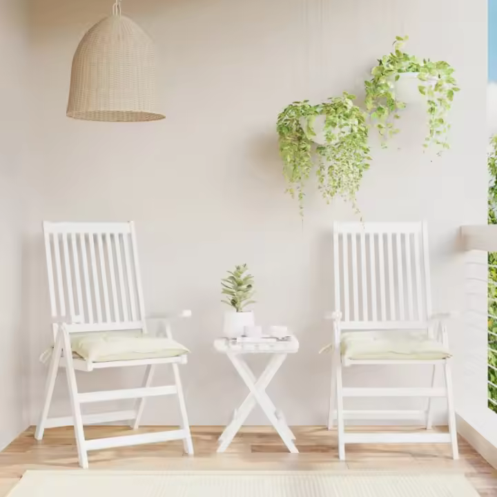 vidaXL Cojines de silla de jardín 2 uds tela Oxford 50x50x7 cm en color Crema/Azul claro | cómodas modernas ergonómicas para comedor cocina salón hogar - 1