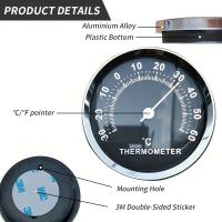 Termómetro - Escala doble (-40 a 212 °F/-60 a 20-14 °C), superficie negra fácil de leer - Ideal para automóviles, uso en interiores y exteriores, campamentos - No requiere baterías, accesorio de viaje compacto - details 0