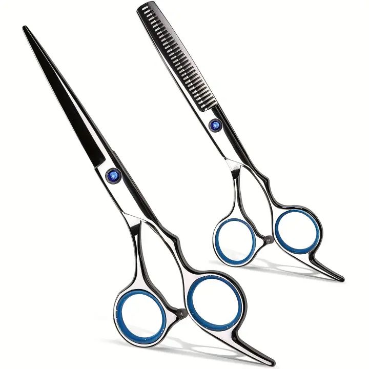 Kit de Tijeras de Pelo Profesionales, Set de 2 Pares de Recortado y Delgado, Herramientas de Peluquería Texturizadoras para Salón - 1