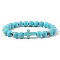 Pulsera De Rosario Para Hombres Y Mujeres Con Piedras Naturales Y Madera Hematita Onix Joyería De Yoga Meditación Pulsera Cruz - details 19