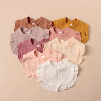 Baberos De Tela Pliegue Doble 8pcs Para Bebés Con Borde Pliegue Y Algodón Puro Suave Para Piel Amigable Transpirable Para Comer - details 1