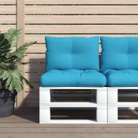 vidaXL Cojines para palets 2 unidades tela estampado de hojas en color Diseño de hojas/Azul/Azul real y más | acolchados duraderos para sofás de jardín terraza exterior - details 1