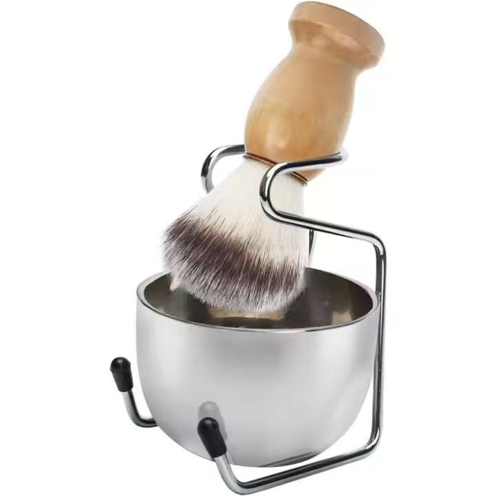 Set de afeitado 3 en 1 con cepillo de pelo Set de afeitado Bowl y soporte de afeitado de acero inoxidable Set de afeitado de lujo para hombres - 1