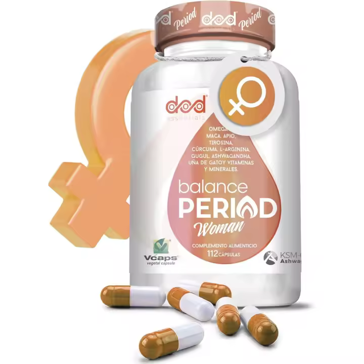 Balance Hormonal Femenino, Regular Ciclo Menstrual, Reducir Síntomas menstruales y Retención de Líquidos, con Vitex, Omega-3 y Ashwaganda para Salud Integral Femenina Balance Period DOD - 1