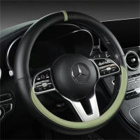 Cubierta De Volante Universal De Cuero Completo Tamaño 37-38cm Transpirable Antideslizante Accesorios De Decoración Para Coche - details 15