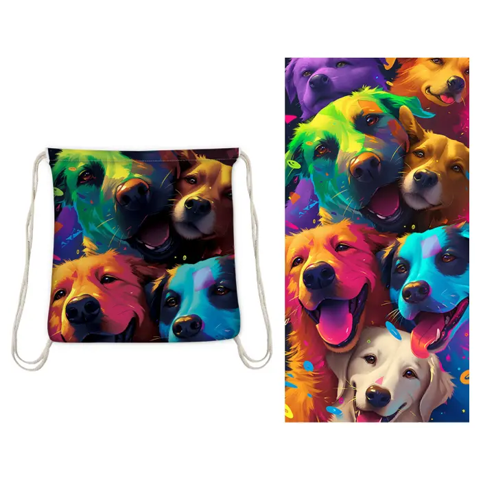 Toalla de playa europea y americana, bolsa integrada, mochila de almacenamiento portátil, toalla estampada, toalla de baño - 1