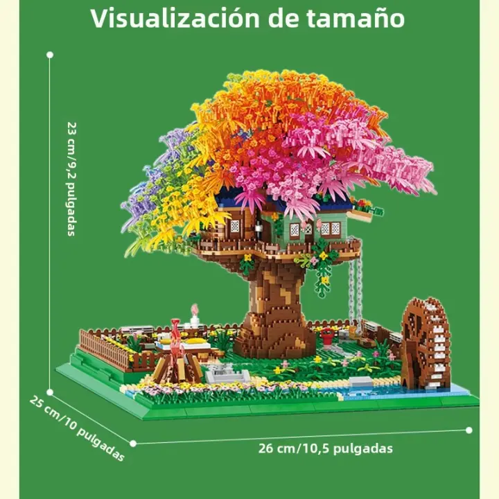 Conjunto De Construcción De Bloques LED Con Vista De Calle Y Villa Micro Diamante Arcoíris Sakura 4451 Piezas Juguete Para Adultos - 1