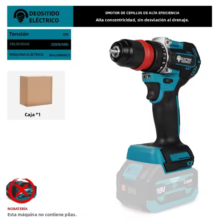 Taladro Eléctrico Inalámbrico De 3/8 Pulgadas 2000rpm Motor Brushless Para Batería Makita 18V Con Driver Cuadrado De 1/4 Pulgadas Para DIY En El Hogar - 1