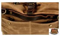 Mochila De Motocicleta Vintage Para Hombre Impermeable De Lona Y Cuero Retro Bolsa De Asiento Trasero Motocross Estuche Lateral De Motociclista Marrón - details 7