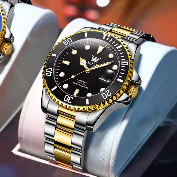 Reloj Mecánico Para Hombre OLEVS 6650 Resistente Al Agua Luminoso Con Fecha De Moda Tipo De Buceo Pulsera De Acero Inoxidable Clásico Y Fashion - 1