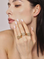 Encanto Anillo de cobre de moda, anillos de circón con incrustaciones chapadas en oro de 18 quilates para mujer, anillo de lujo ligero estilo INS, regalo de joyería femenina ajustable - details 1