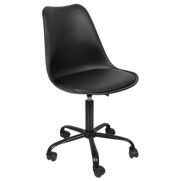 Silla de Escritorio PP para Oficina Estudio Comedor Ergonómica con Ruedas Altura Ajustable Sin Reposabrazos - 1