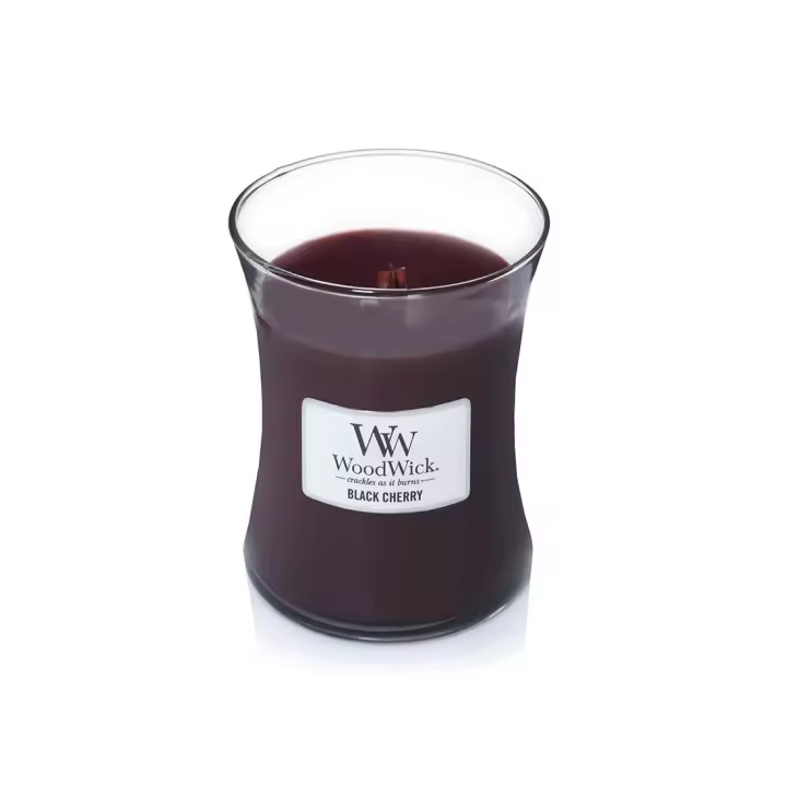 De Aromas Black Cherry - Hourglass Mediana Woodwick Descubre el dulce e indulgente aroma de las jugosas cerezas negras. - 1