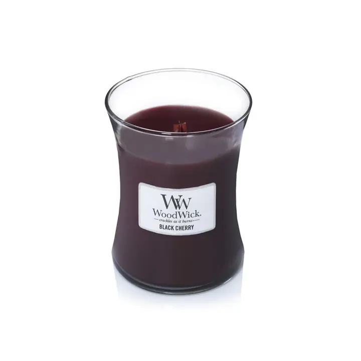 De Aromas Black Cherry - Hourglass Mediana Woodwick Descubre el dulce e indulgente aroma de las jugosas cerezas negras. - 1