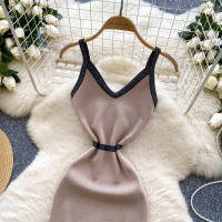 Vestido Elegante REALEFT Para Mujer V-Neck Sin Mangas De Encaje Colorbloqueado Ajustado Rodillera De Verano Nuevo 2025 - details 11