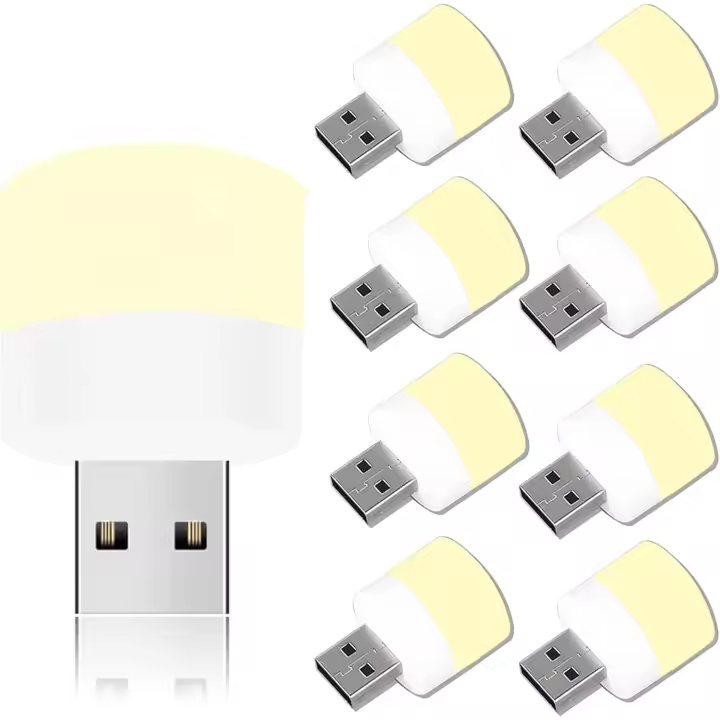 mini luces de noche USB portátiles para mesita de noche, luces LED enchufables, luces de noche con enchufe USB, luces LED para baño y dormitorio - 1