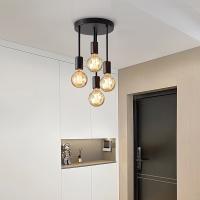 1pc Lámpara De Techo Moderna Sencilla Con Cuatro Cabezas E27 Base Para Entrada Dormitorio Cocina Pasillo Candelabro Negro - details 7