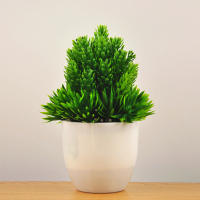 Planta Artificial De Bonsái Pequeña En Maceta Flores Verdes Falsas Ornamentos Para Decoración De Jardín Hogar Hotel Fiesta - details 13