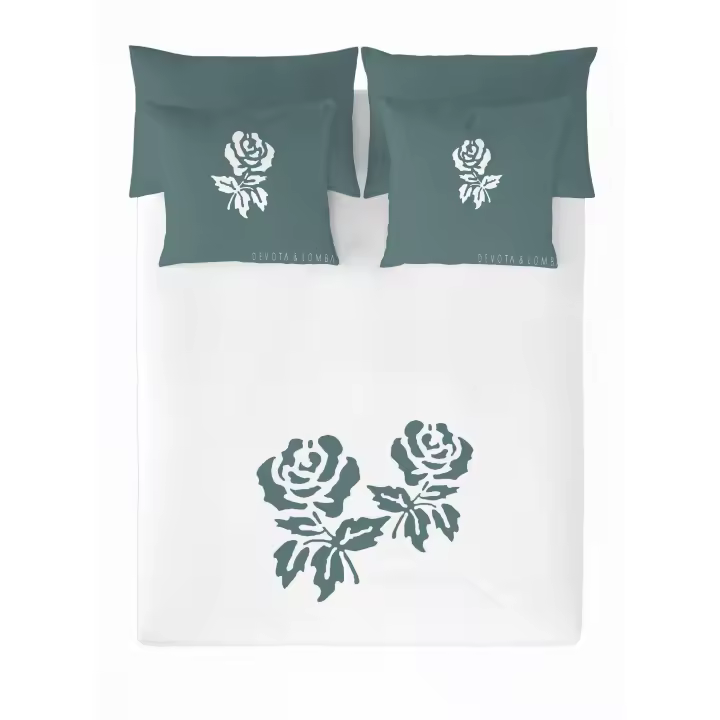 FUNDA NÓRDICA 100% ALGODÓN ROSES GREEN DEVOTA & LOMBA FABRICADO EN ESPAÑA - 1