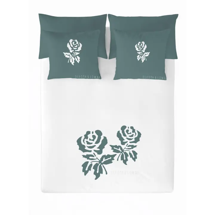 FUNDA NÓRDICA 100% ALGODÓN ROSES GREEN DEVOTA & LOMBA FABRICADO EN ESPAÑA - 1