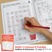 Libro De Crossword Matemático Para Niños Edad 5-8 Años Juego Criss Cross De Suma Resta Multiplicación Y División Montessori - details 0